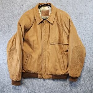 VTG Marlboro Adventure Team Genuine Leather Bomber Jacket Mens L Map Print Lined